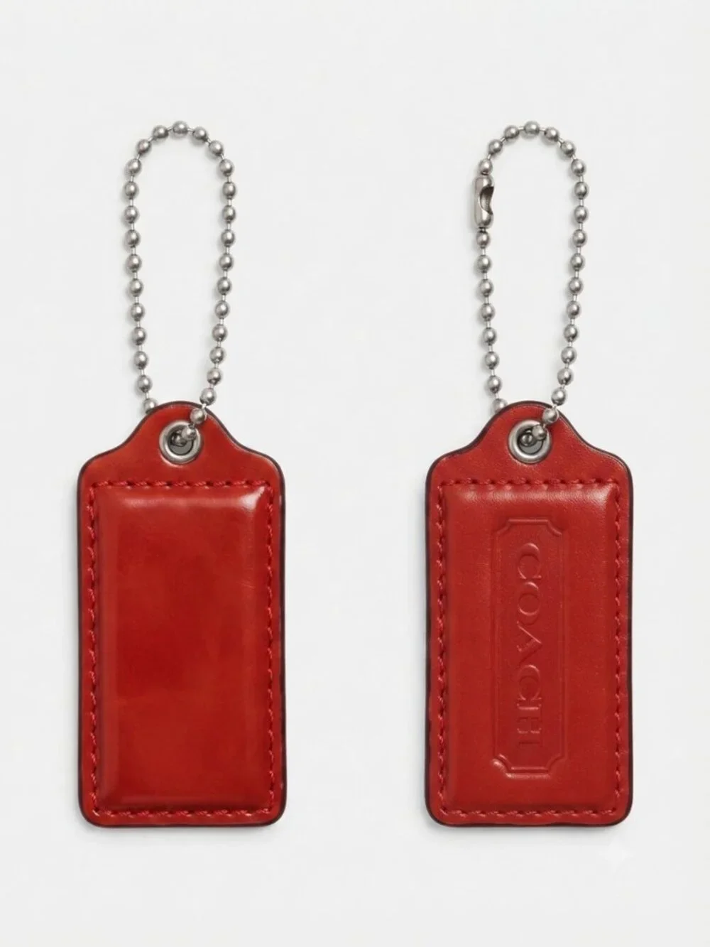 Coach Red Patent Leather Tag Keychain